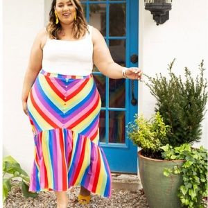 Eloquii Opposing Stripes Maxi Skirt - Size 14